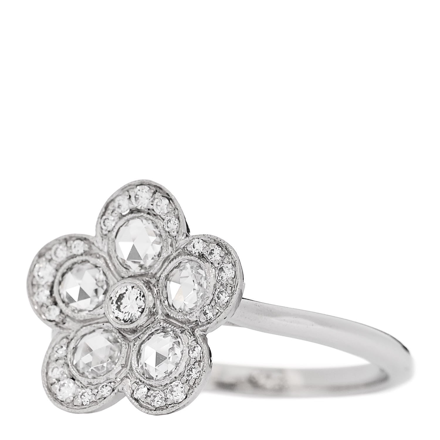 Tiffany Platinum Diamond Enchant Flower Ring 52 6 3 of 5