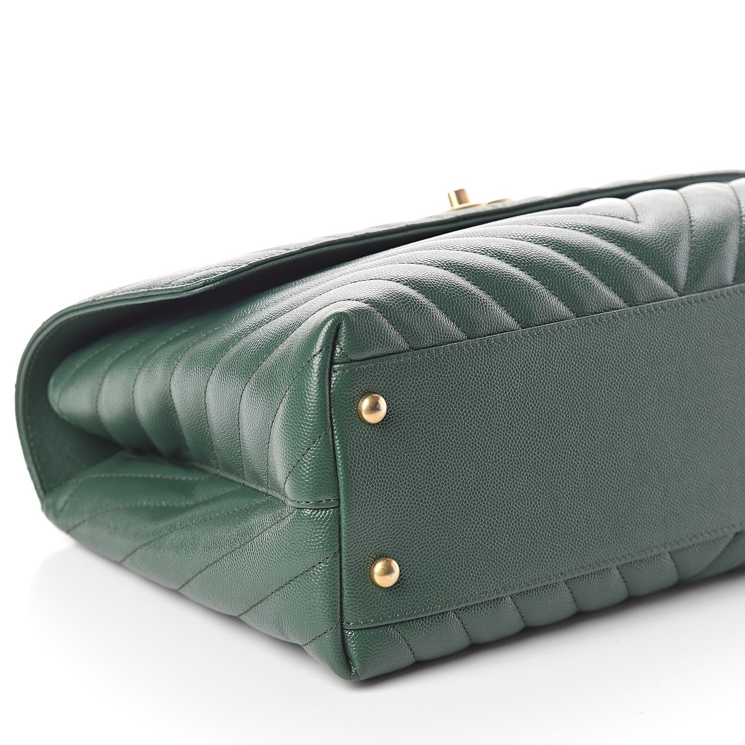 Chanel Caviar Chevron Quilted Medium Coco Handle Flap Green 9 of 10