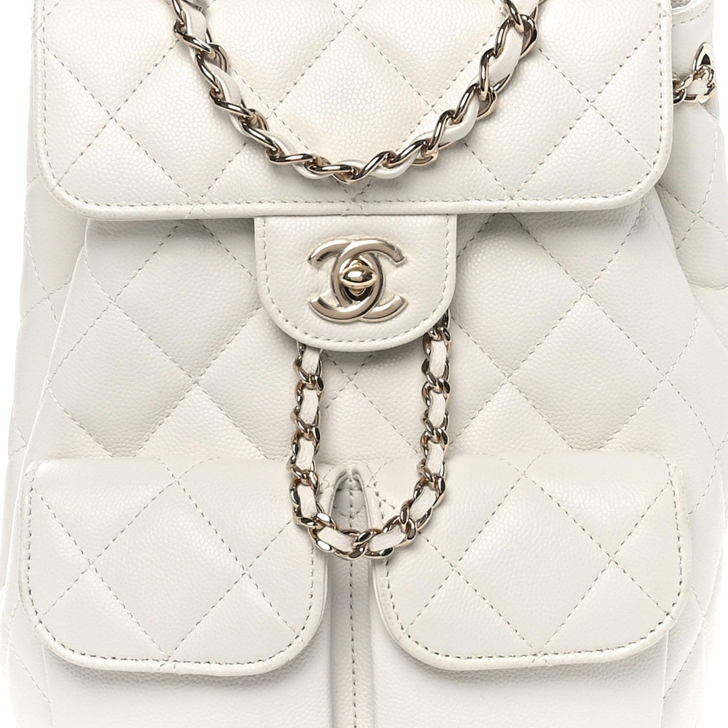 Chanel Caviar Quilted Pockets Backpack White 8 of 10