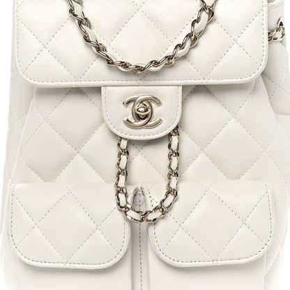 Chanel Caviar Quilted Pockets Backpack White 8 of 10