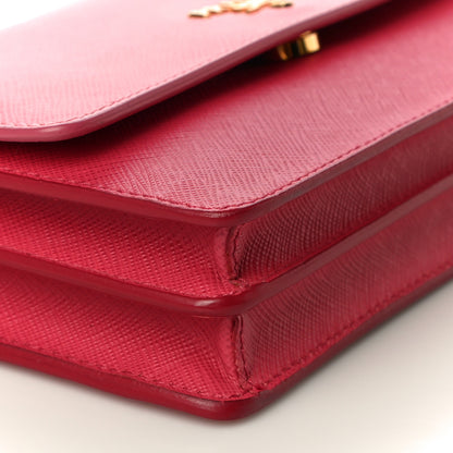 Prada Saffiano Lux Metal Flap Wallet with Strap Peonia Geranio 9 of 10
