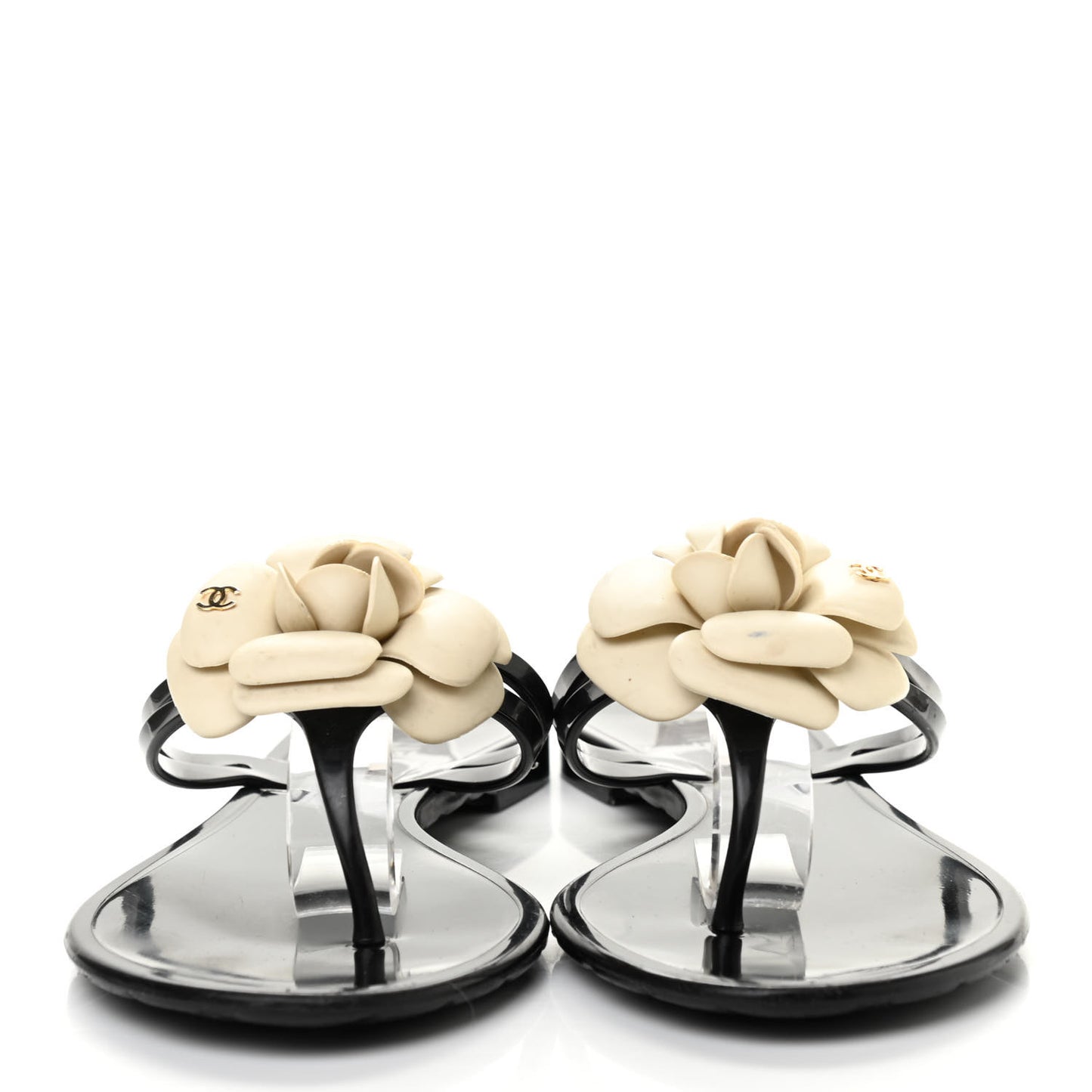 Jelly Camellia Thong Sandals 39 Black Ivory