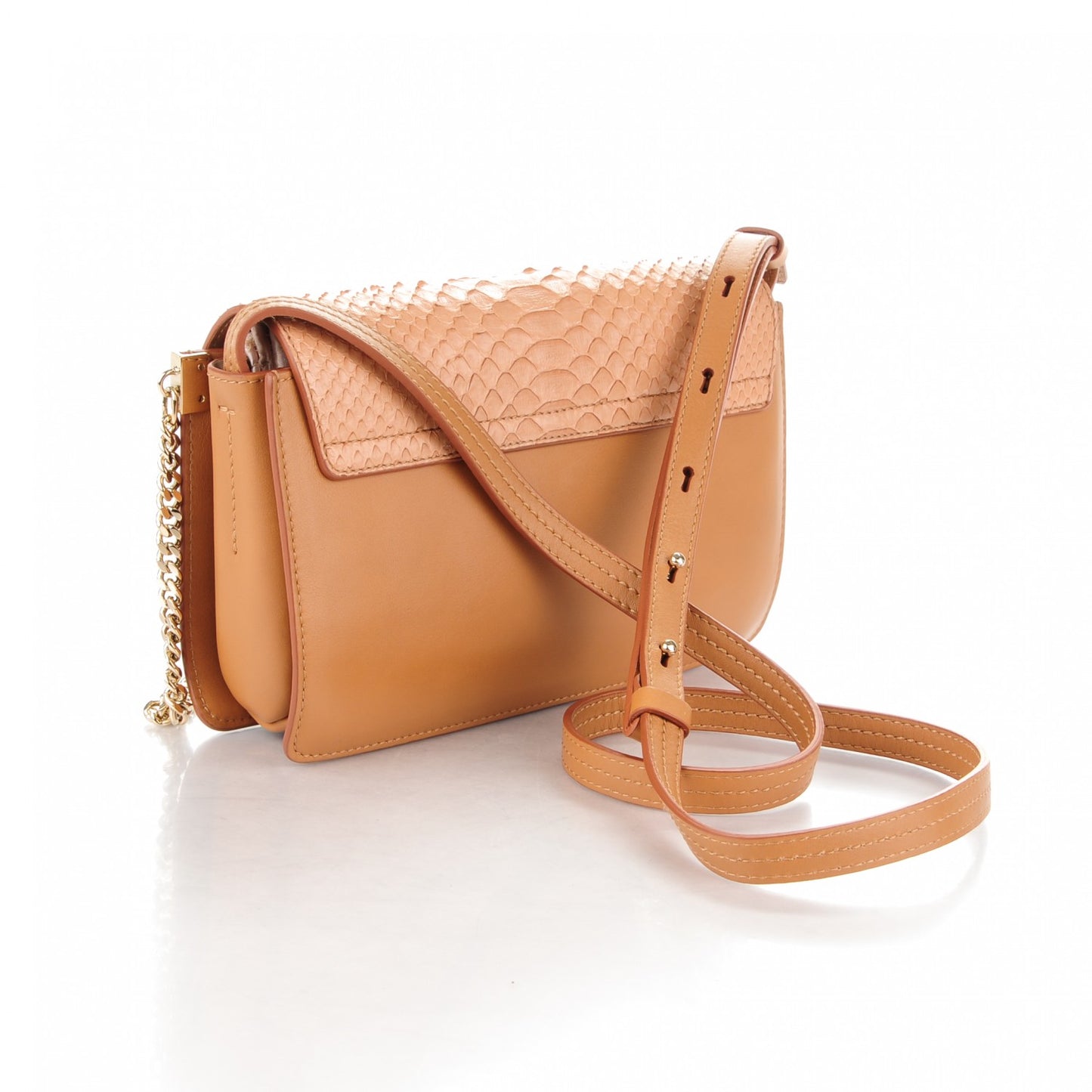 Python Calfskin Small Faye Shoulder Bag Milky Coffee