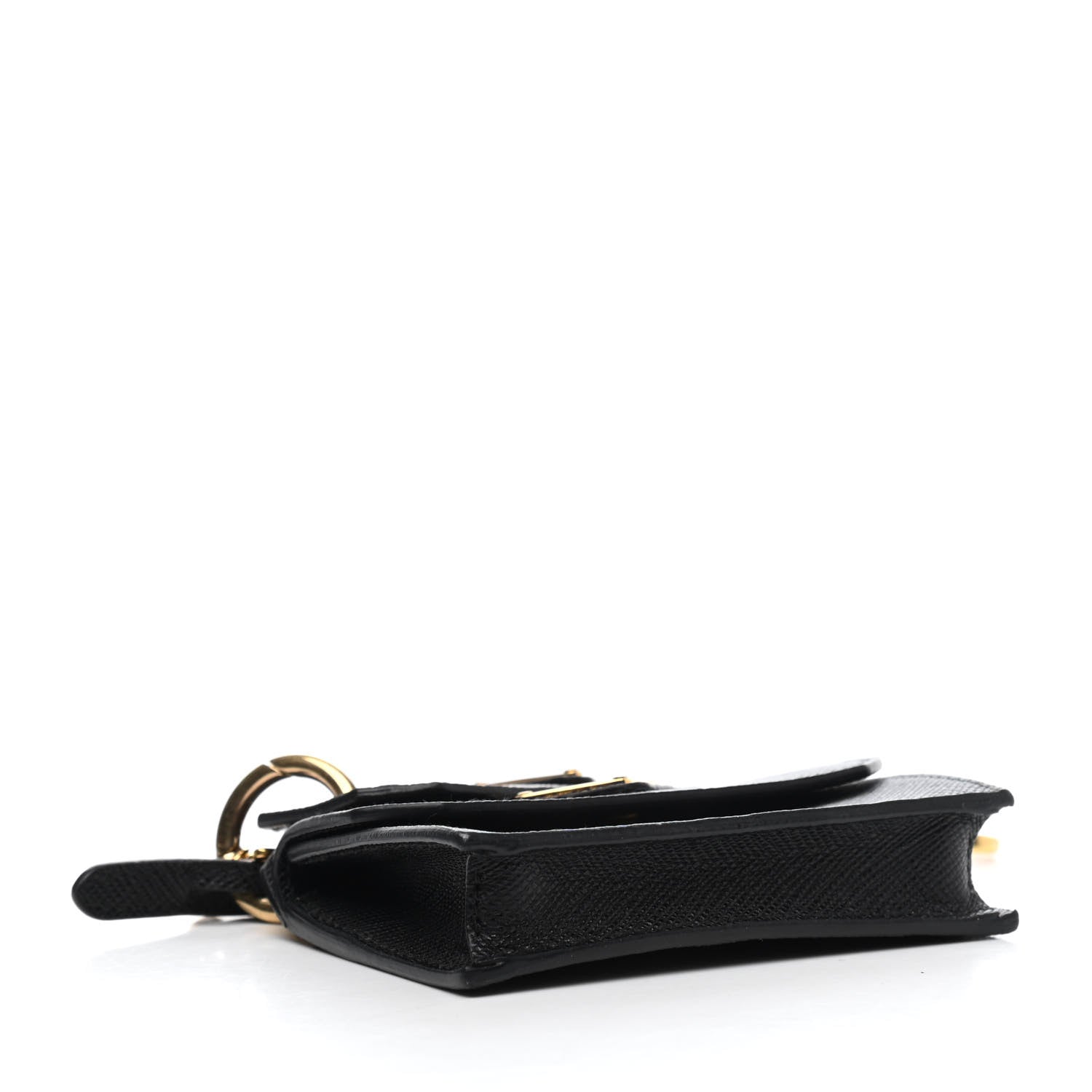 Prada Saffiano Triangle Trick with Charm Key Chain Black 3 of 4