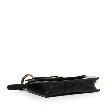 Prada Saffiano Triangle Trick with Charm Key Chain Black 3 of 4
