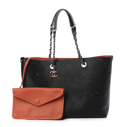 Chanel Perforated Grained Calfskin Large Shopping Tote Black 1 of 9