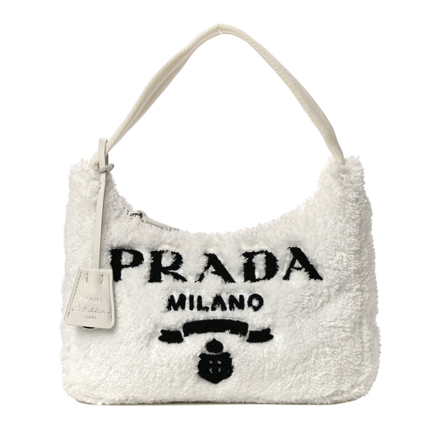 Prada Terry Cloth Mini Re-Edition 2000 Bag White Black 1 of 9
