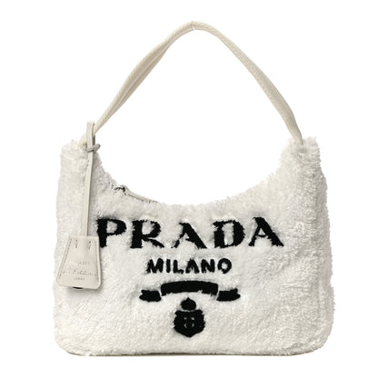 Prada Terry Cloth Mini Re-Edition 2000 Bag White Black 1 of 9