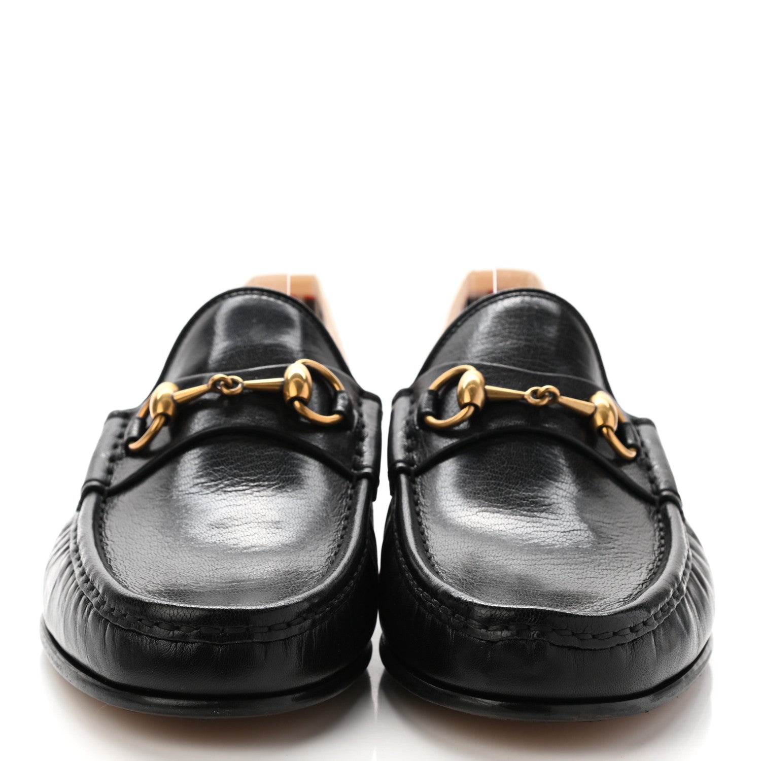 Gucci Goatskin Stripe Mens Horsebit Slingback Slippers 8 Black 2 of 11