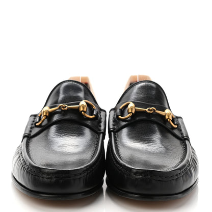 Gucci Goatskin Stripe Mens Horsebit Slingback Slippers 8 Black 2 of 11