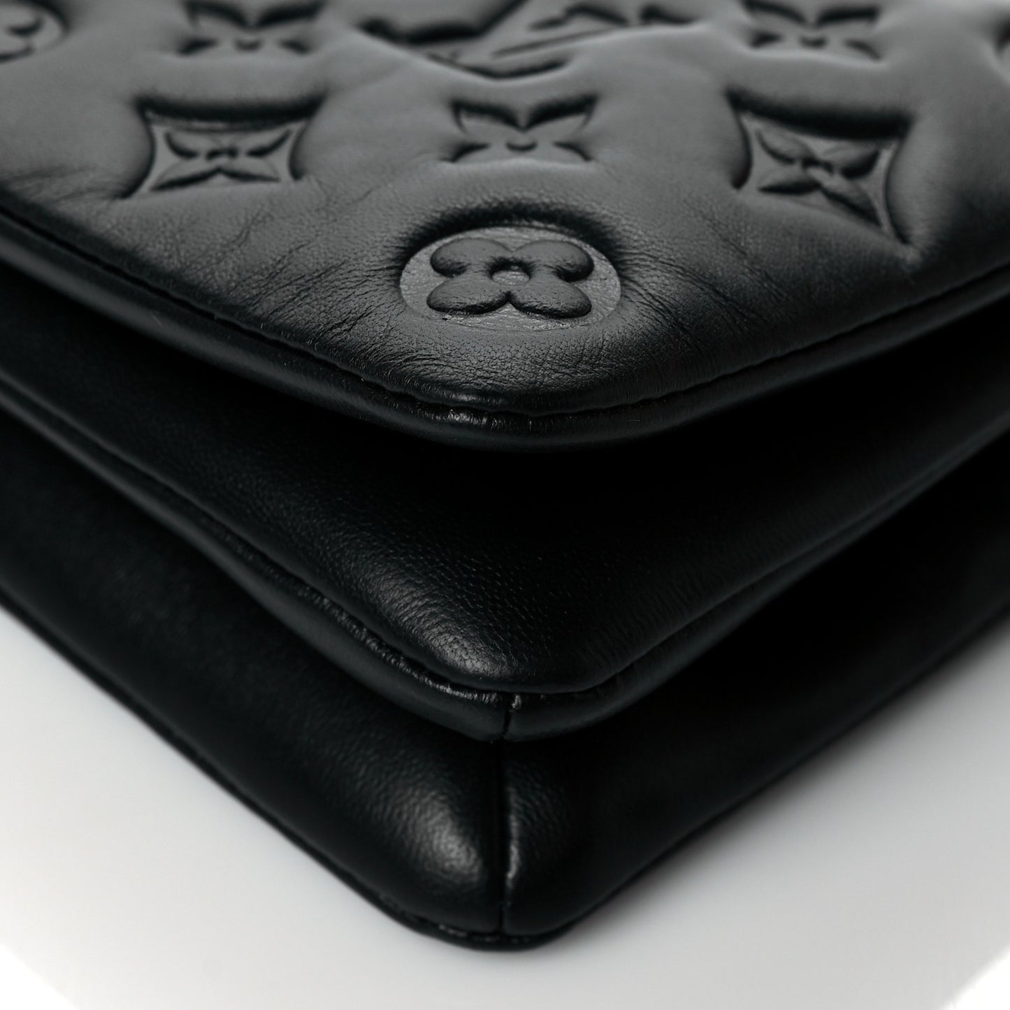 Lambskin Embossed Monogram Pochette Coussin Black