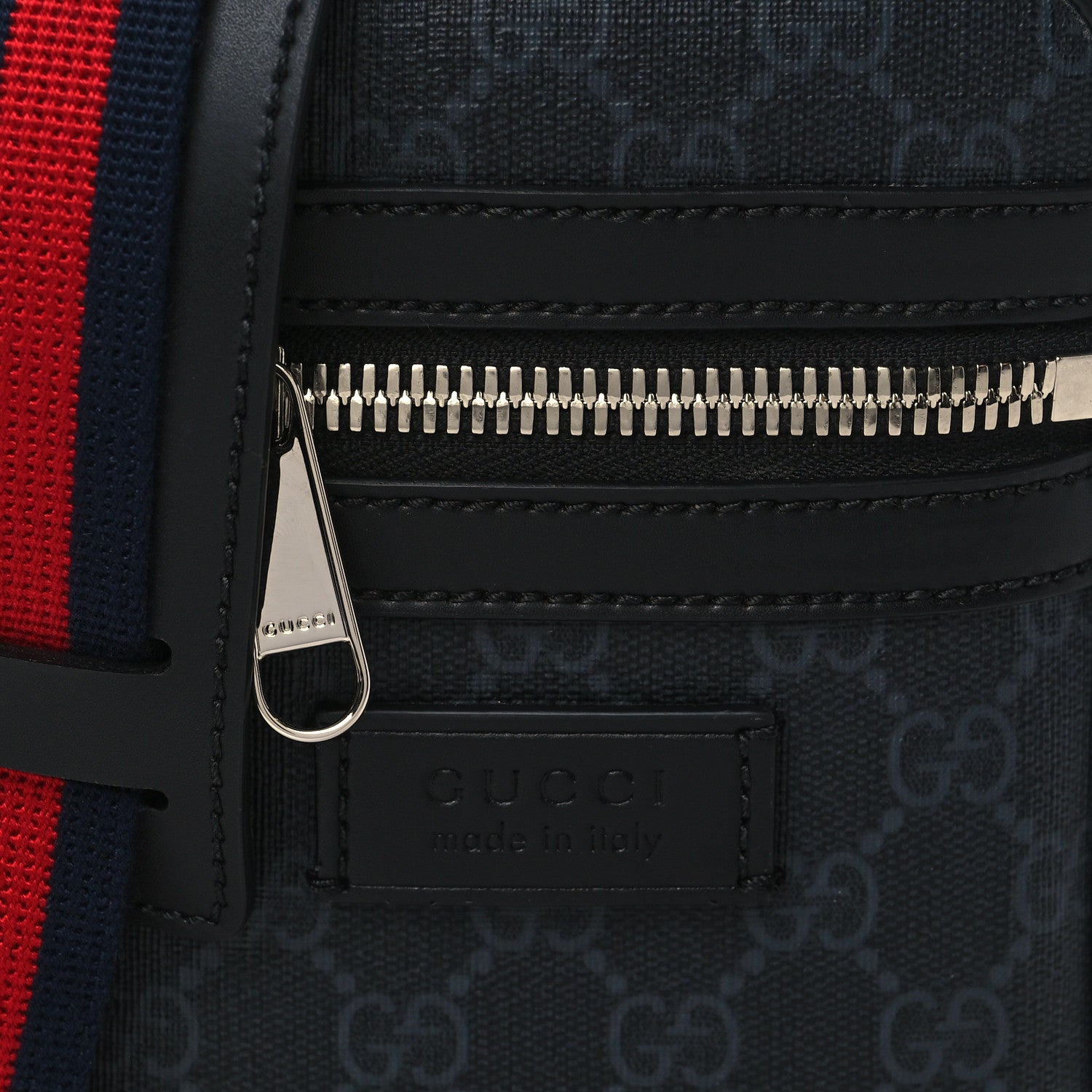Gucci GG Supreme Monogram Appia Calfskin Web Messenger Bag Black 9 of 11