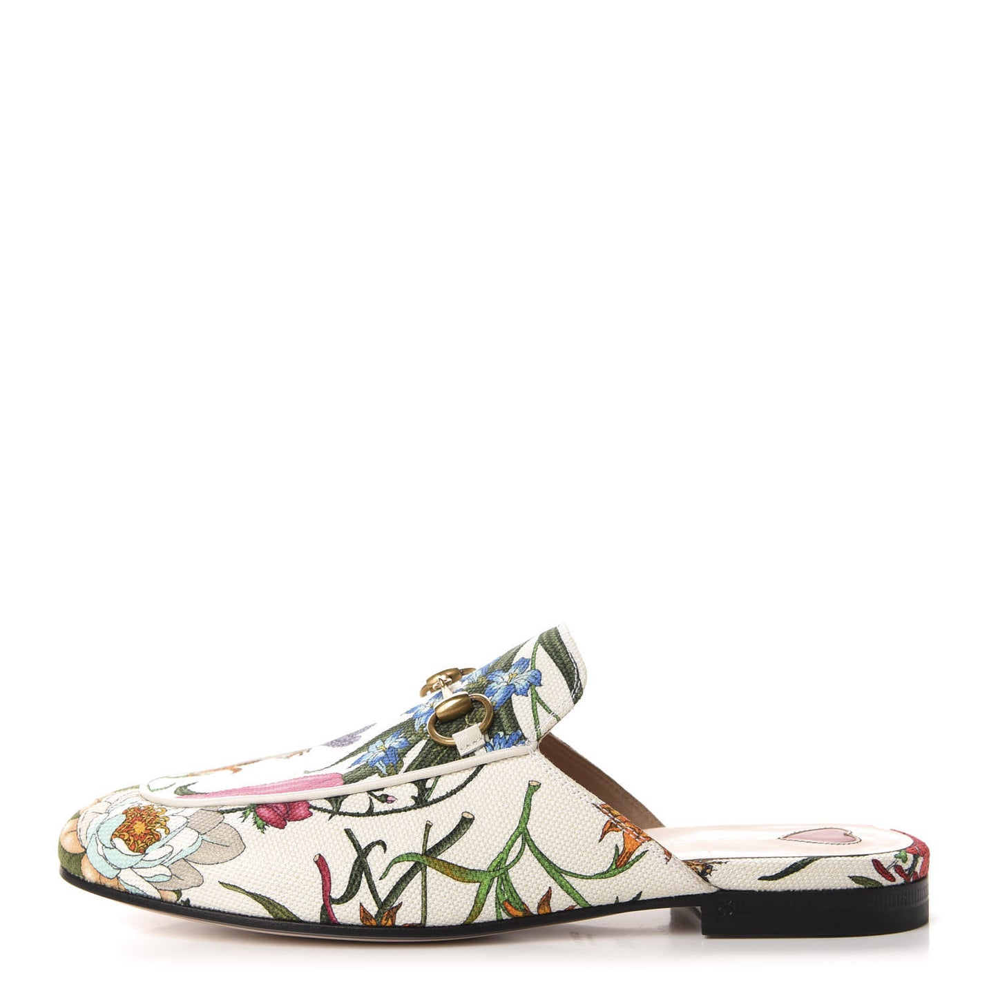 Canvas Flora Womens Princetown Slippers 36.5 White Multicolor