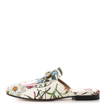 Gucci Canvas Flora Womens Princetown Slippers 36.5 White Multicolor 1 of 10
