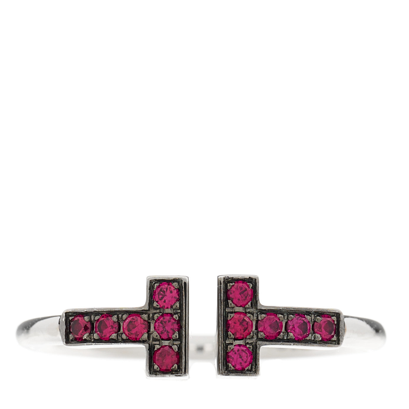 Tiffany 18K White Gold Ruby T Wire Ring 53 6.5 1 of 5