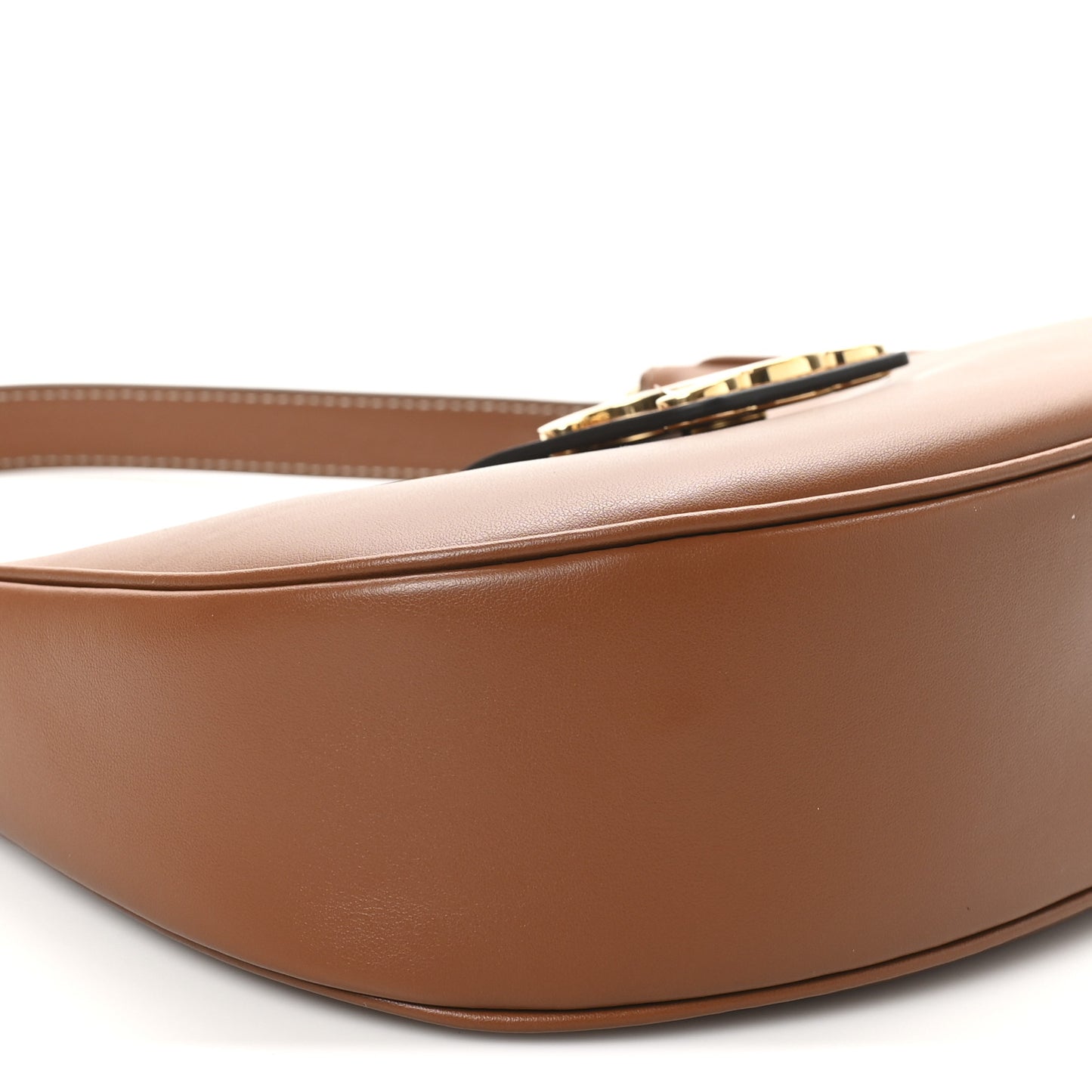 Smooth Calfskin Medium Strap Ava Triomphe Shoulder Bag Tan