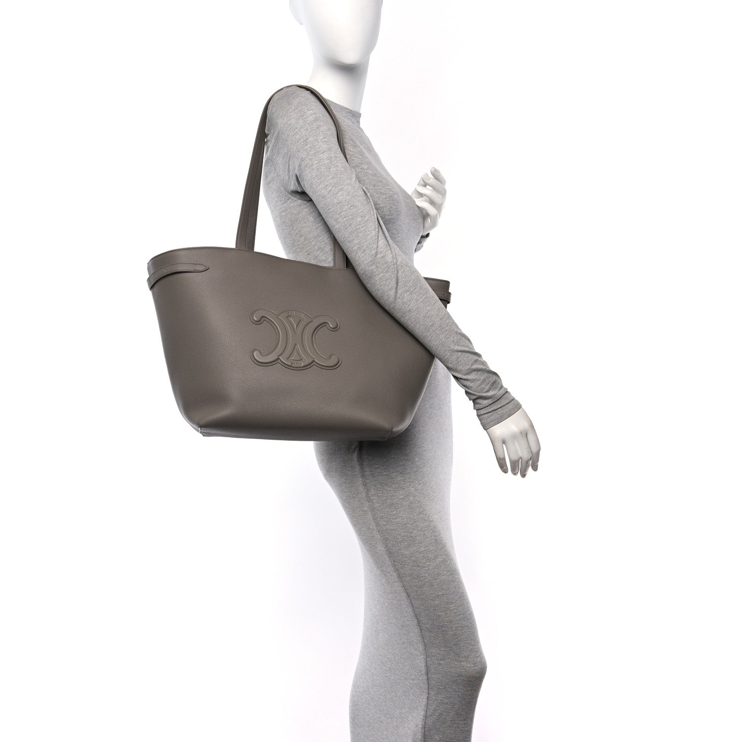 Celine Grained Calfskin Triomphe Medium Cabas Anais Pebble 3 of 10