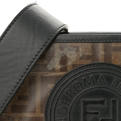 Fendi Glazed Fabric Vitello Century F is Fendi FF 1974 Stamp Patch Camera Case Mogano Panna Black 12 of 17