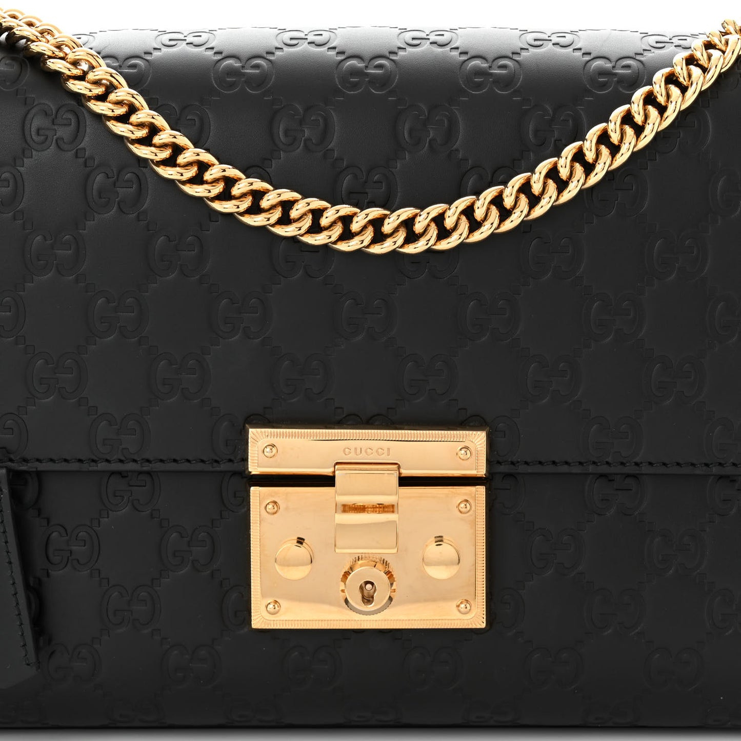 Guccissima Medium Padlock Shoulder Bag Black