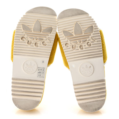 Gucci X ADIDAS Magic Sponge Terry Cloth Trefoil GG Monogram Womens Platform Sandals 39 Smile Yellow Off White 6 of 8