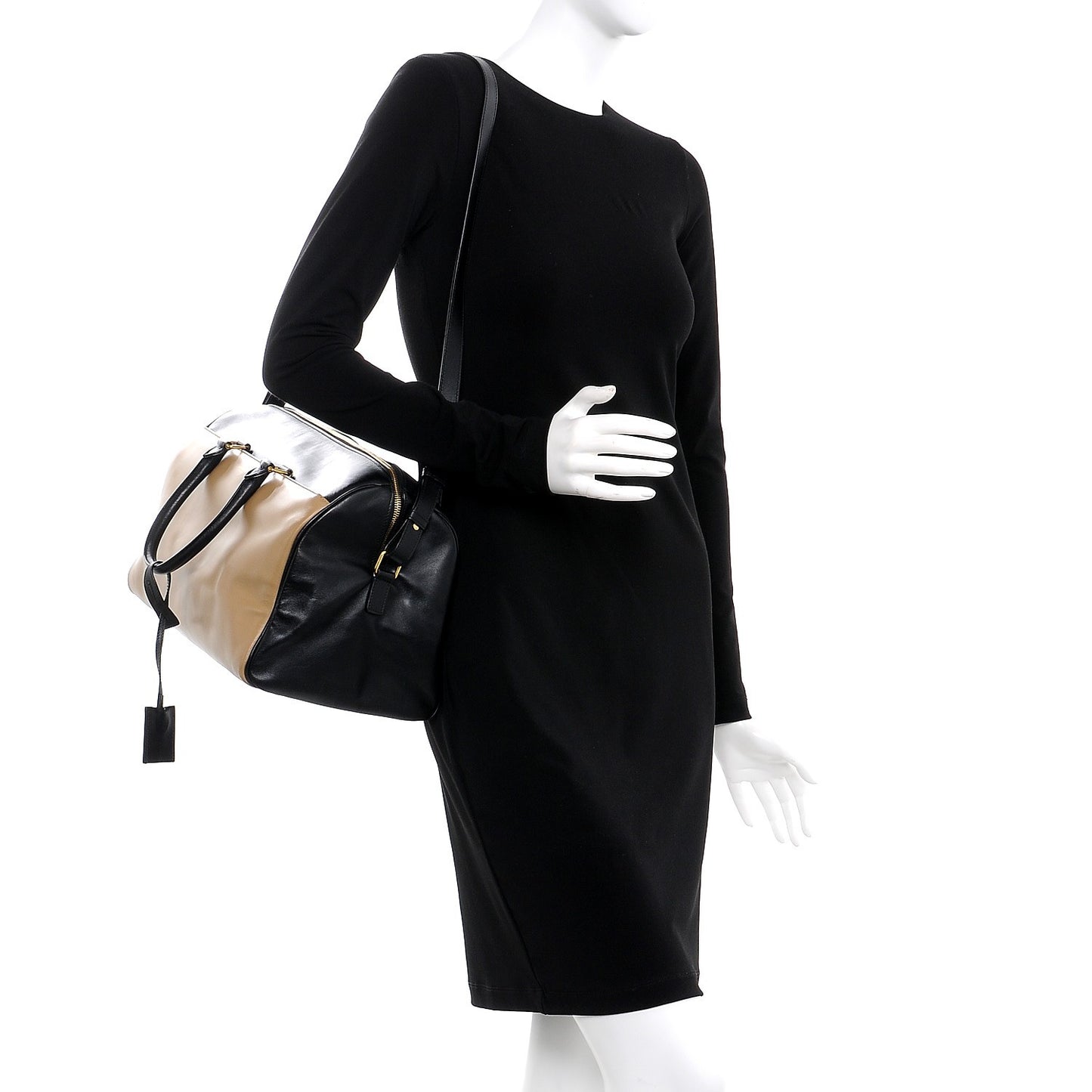 Smooth Calfskin Bi-Color Duffle 12 Beige Black
