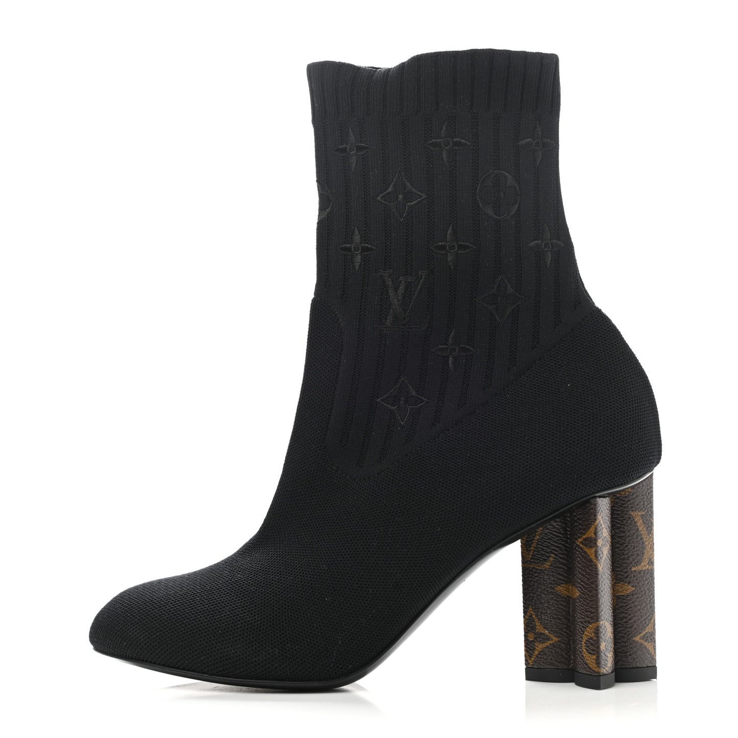 Monogram Stretch Fabric Silhouette Ankle Boots 38.5 Black