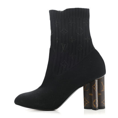 Louis Vuitton Monogram Stretch Fabric Silhouette Ankle Boots 38.5 Black 1 of 8