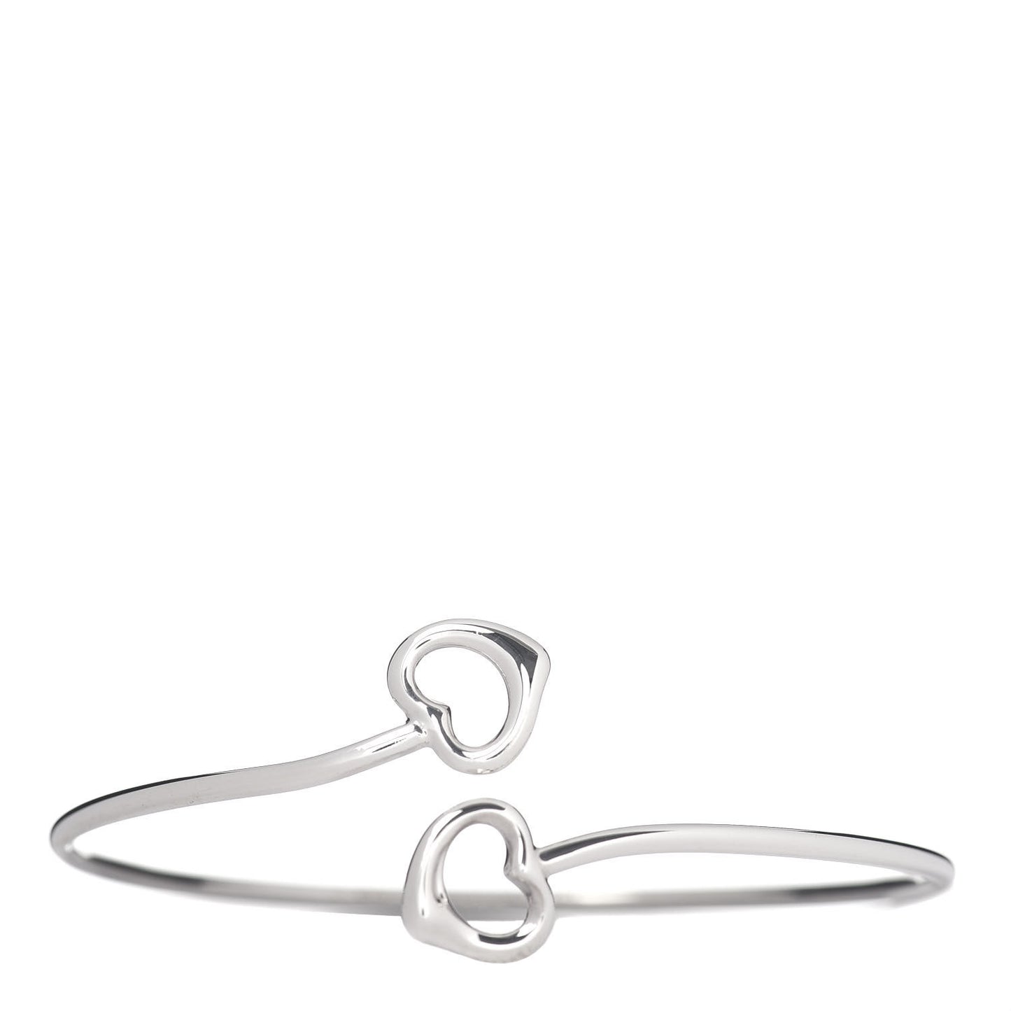 Sterling Silver Elsa Peretti Double Open Heart Bangle Bracelet