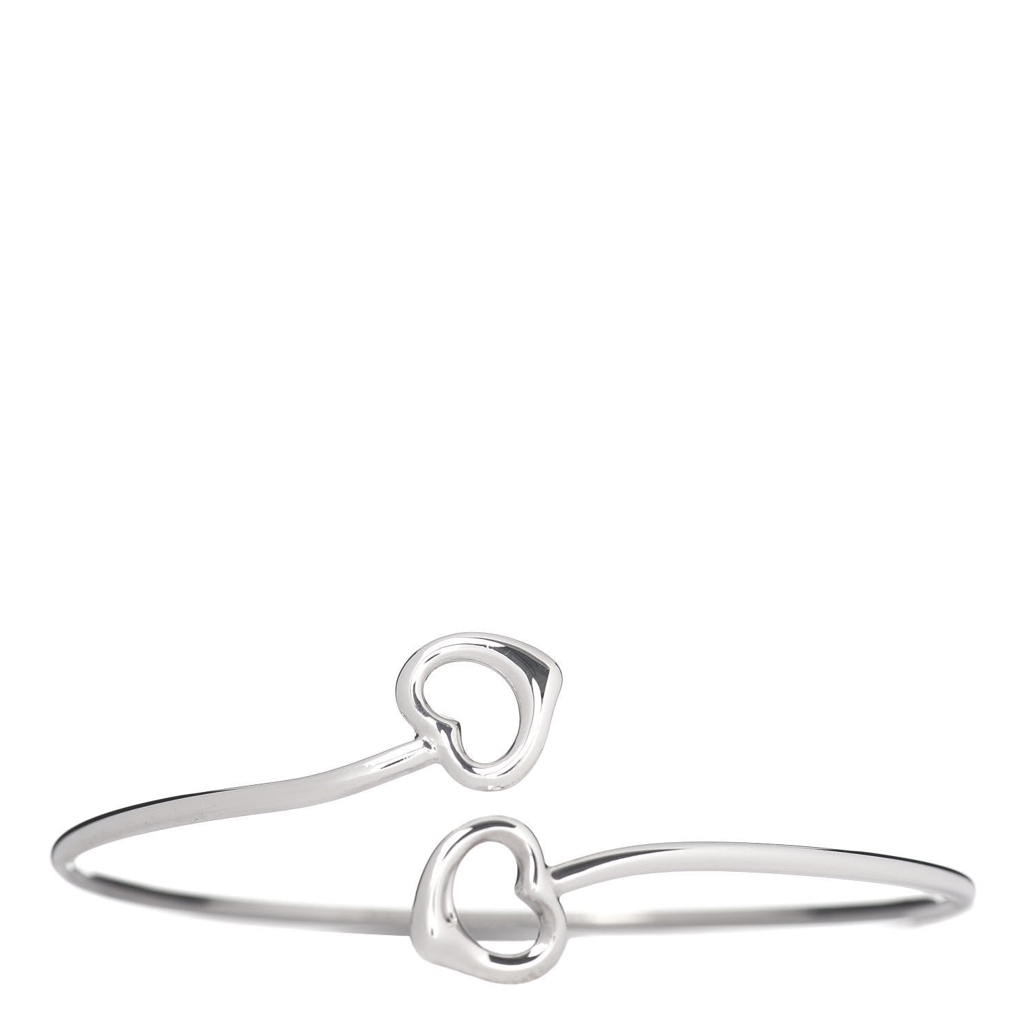 Tiffany Sterling Silver Elsa Peretti Double Open Heart Bangle Bracelet 1 of 4