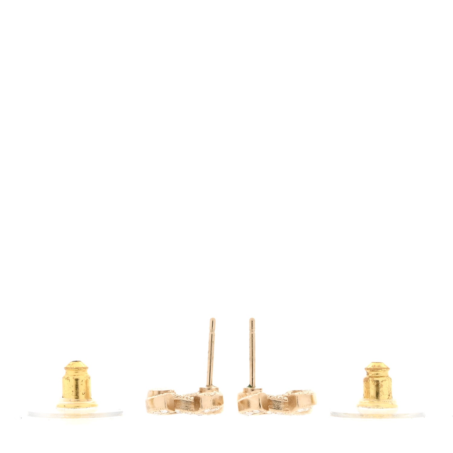 Chanel Metal Crystal CC Earrings Gold 3 of 5