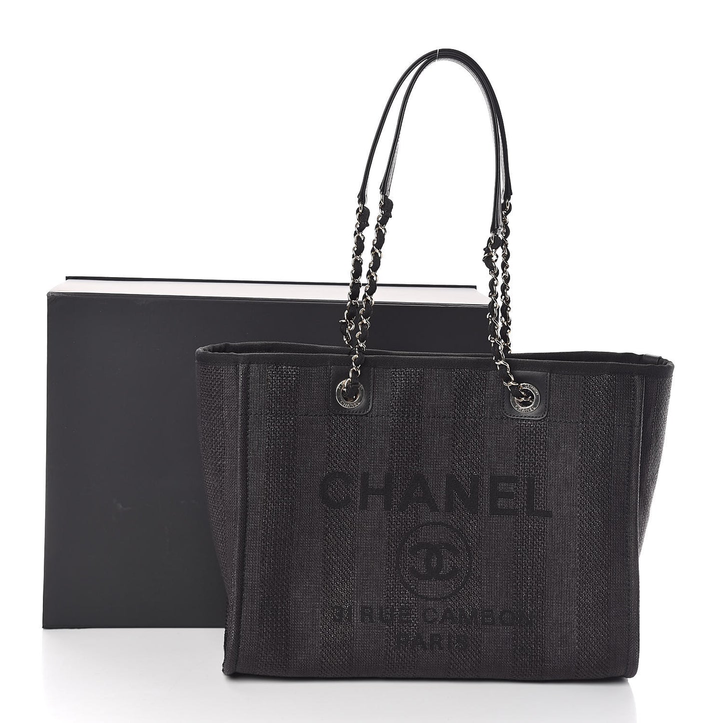 Mixed Fibers Striped Small Deauville Tote Black