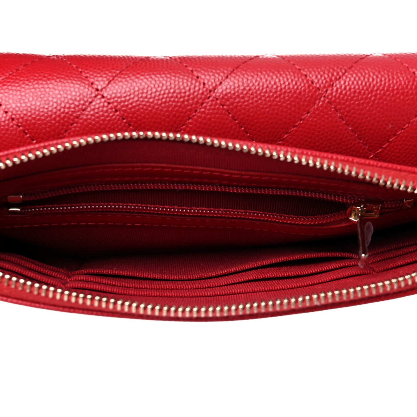 Caviar Quilted Flap Phone Holder With Chain Red