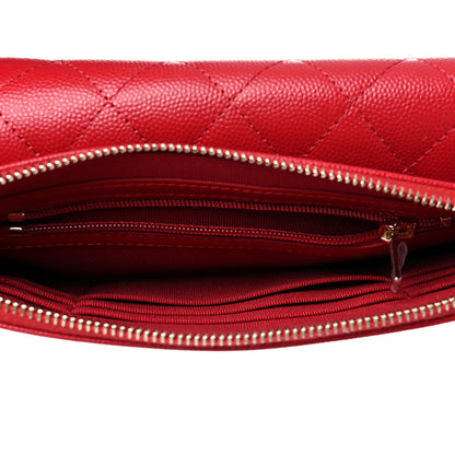 Chanel Caviar Quilted Flap Phone Holder With Chain Red 6 of 12