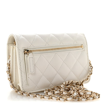 Chanel Caviar Quilted Mini Wallet On Chain WOC White 3 of 11