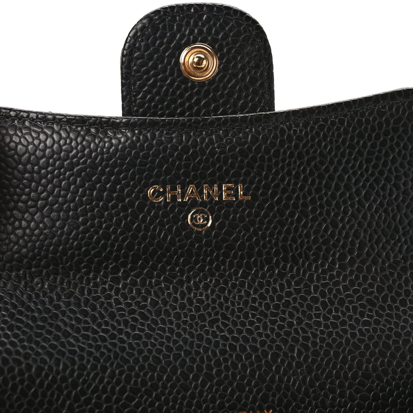 Caviar Quilted Flap Card Holder Wallet Black