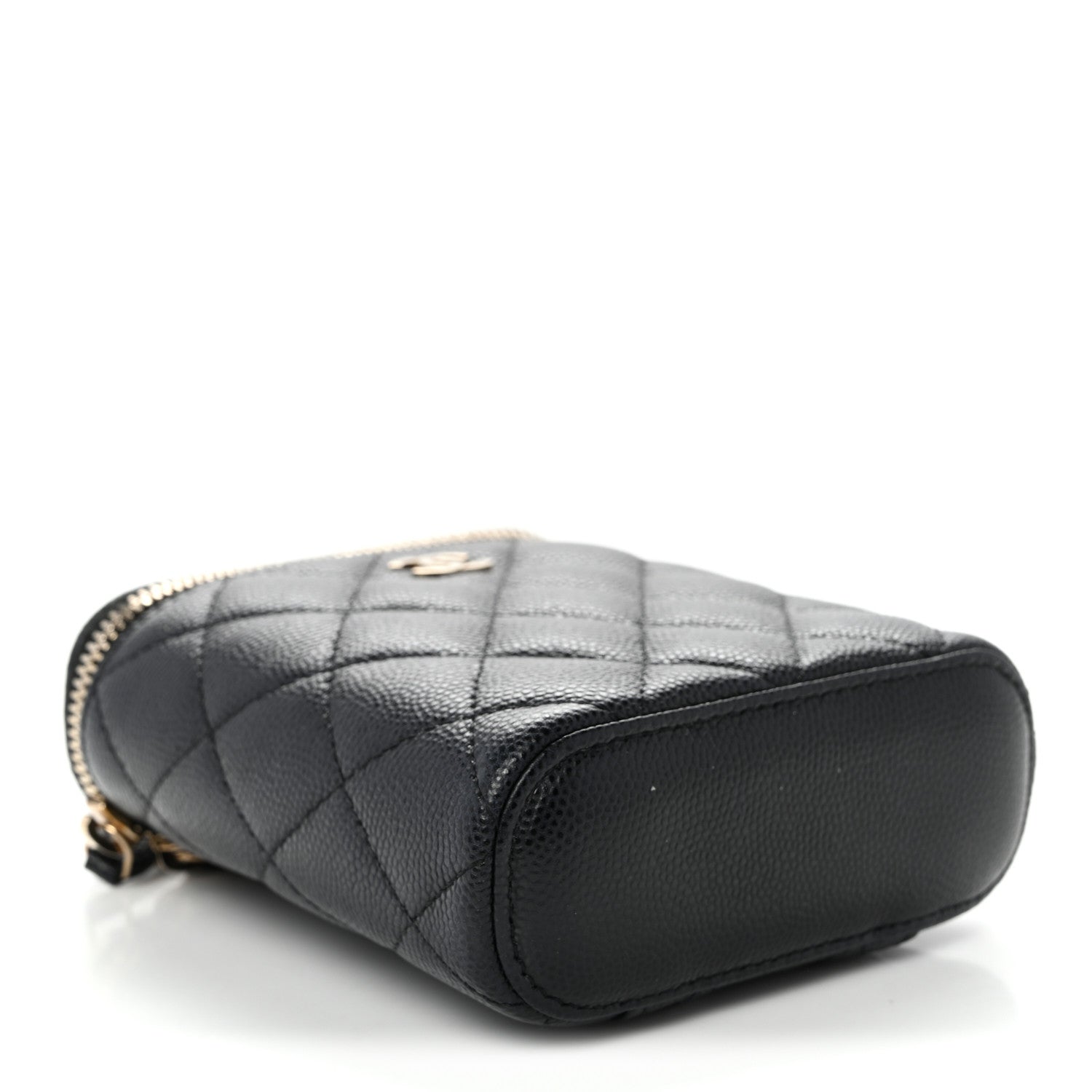 Chanel Caviar Quilted Small Vertical Coco Beauty Vanity Case With Chain Black 4 of 11