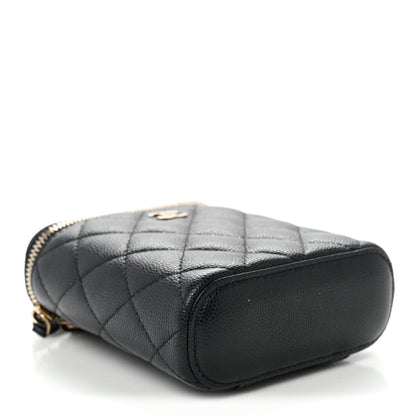 Chanel Caviar Quilted Small Vertical Coco Beauty Vanity Case With Chain Black 4 of 11
