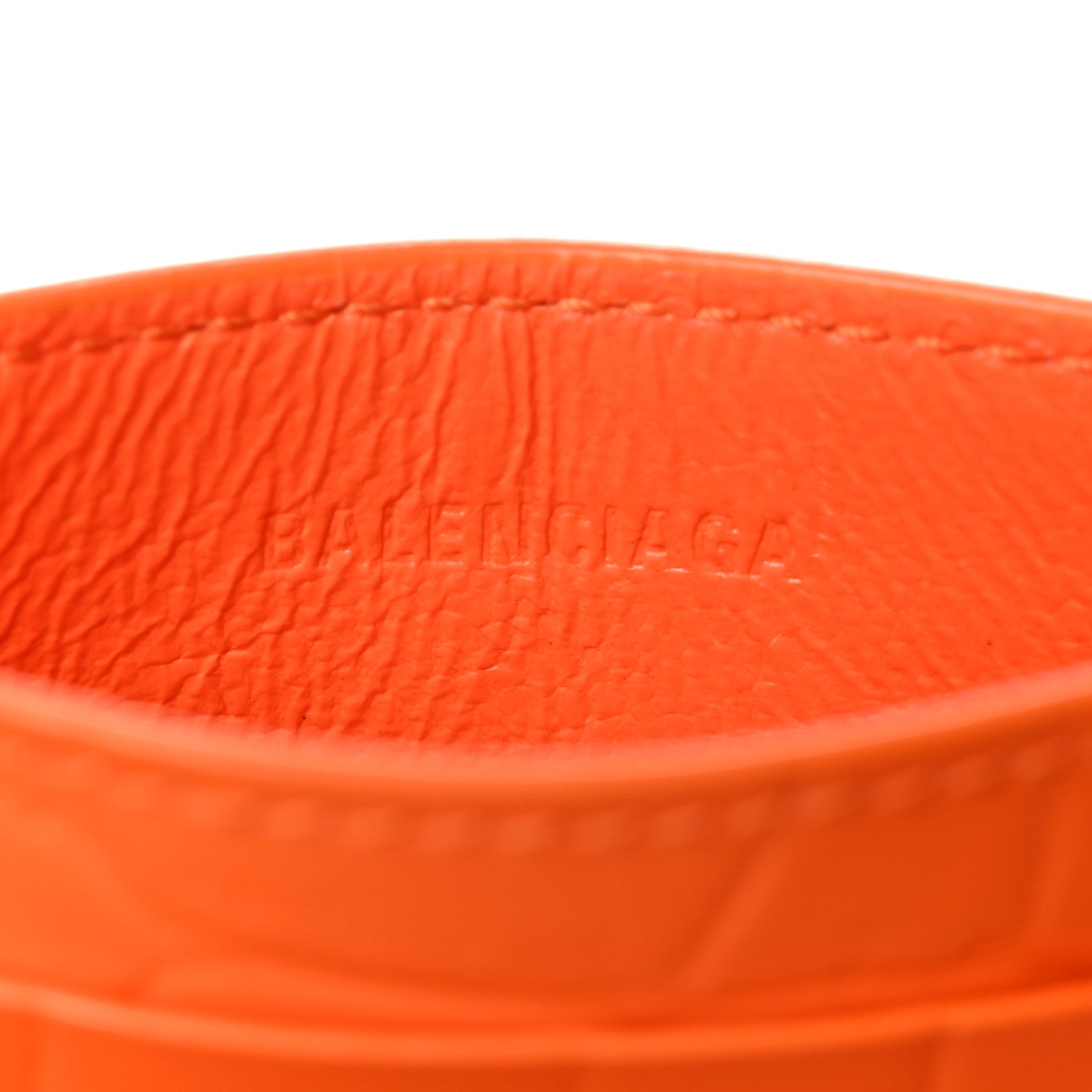 Balenciaga Semi Shiny Calfskin Crocodile Embossed Neo Classic Card Holder Orange 8 of 10