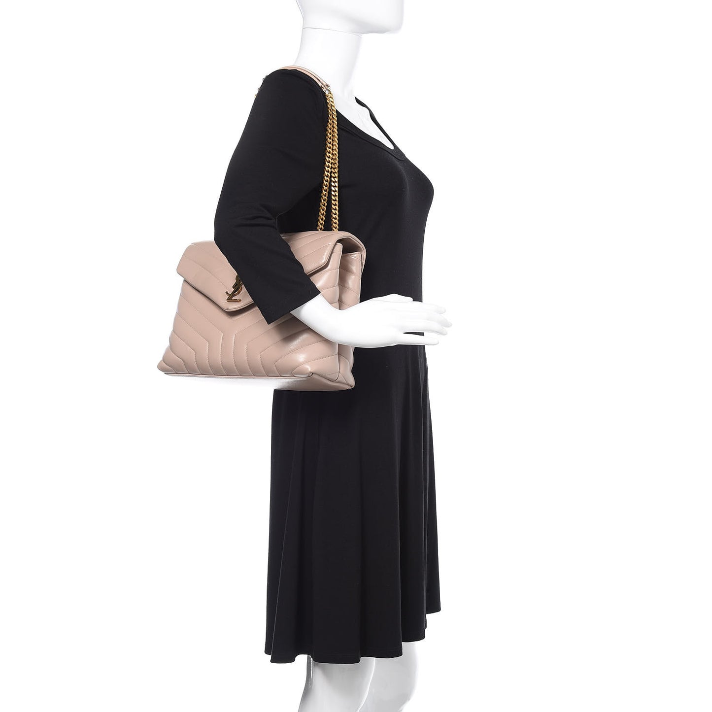 Calfskin Y Quilted Monogram Medium Loulou Chain Satchel Light Natural