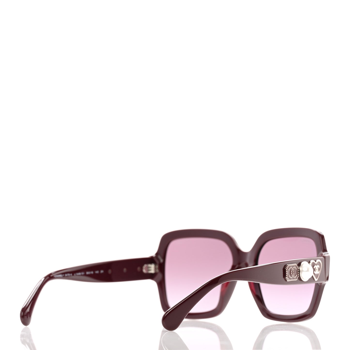 Acetate Charms Pearl Square Sunglasses 5479-A Burgundy