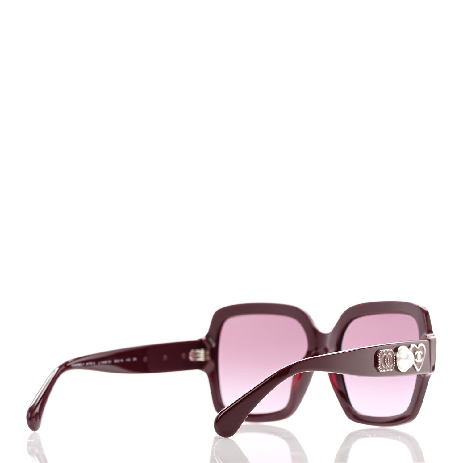 Chanel Acetate Charms Pearl Square Sunglasses 5479-A Burgundy 4 of 9