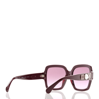 Chanel Acetate Charms Pearl Square Sunglasses 5479-A Burgundy 4 of 9