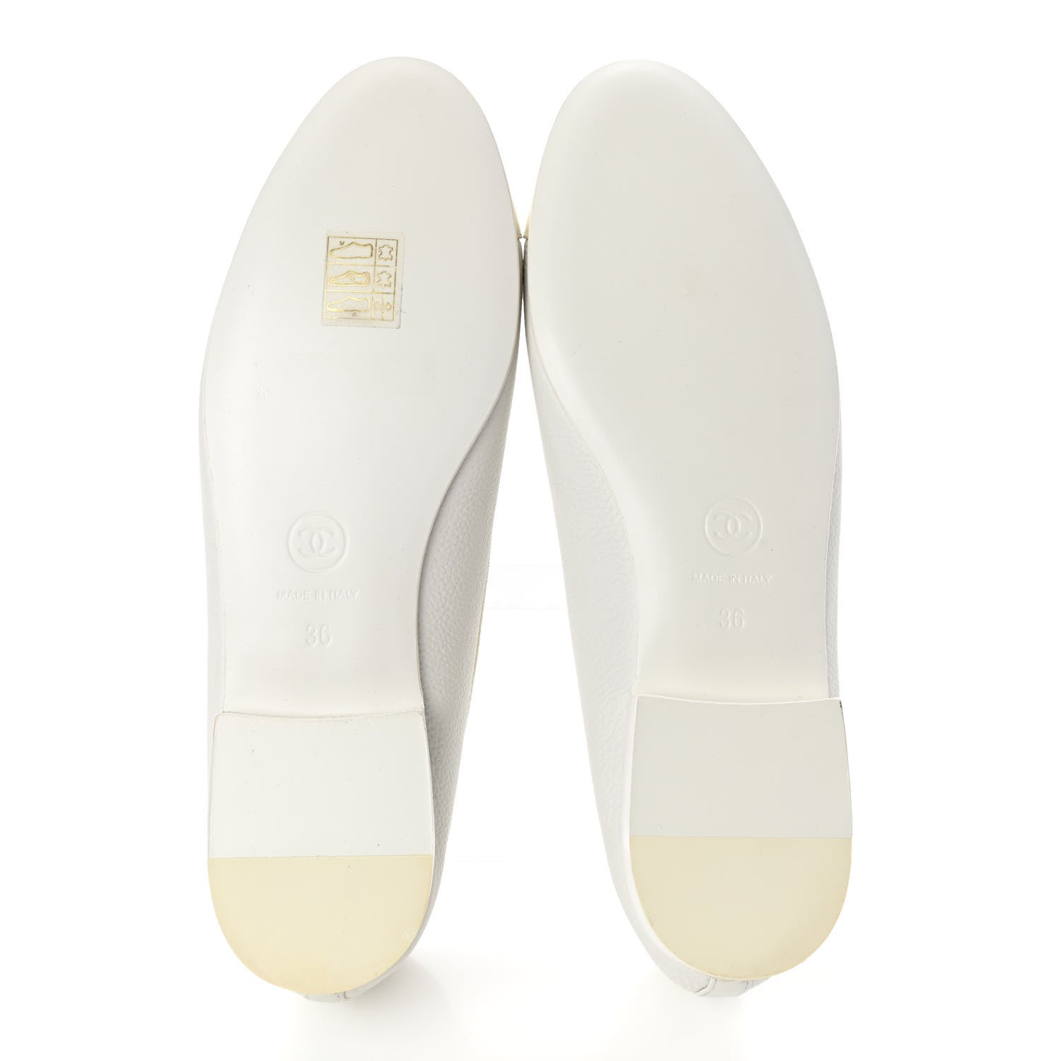 Chanel Calfskin Patent Cap Toe CC Ballerina Flats 36 White 5 of 13
