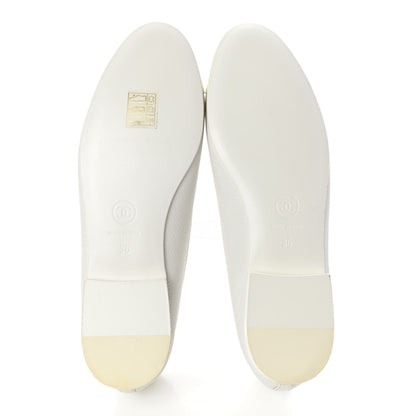 Chanel Calfskin Patent Cap Toe CC Ballerina Flats 36 White 5 of 13
