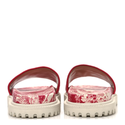 Christian Dior Canvas Toile de Jouy Embroidered Dway 10mm Slide Sandals 36.5 Off White Raspberry 6 of 10