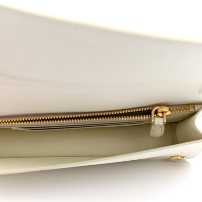 Prada Saffiano Shine Monochrome Mini Flap Crossbody Wristlet Bag Bianco 5 of 10