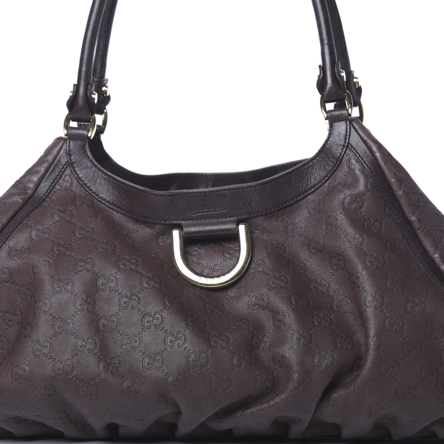 Gucci Guccissima Large D Gold Ring Shoulder Bag Chocolate 9 of 11