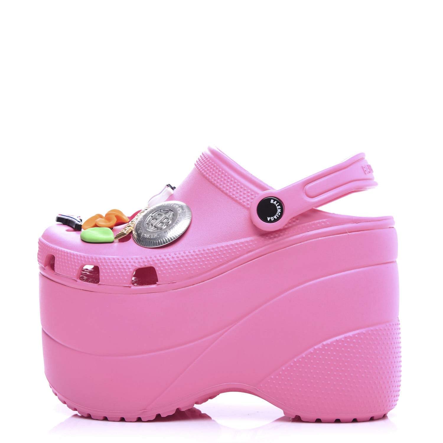 Balenciaga X CROCS Rubber Textured Womens Platform Sandals 36 Rose Bonbon 1 of 9