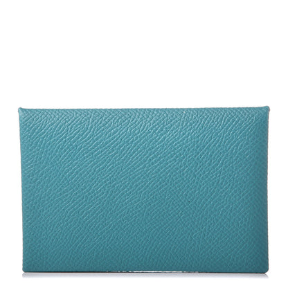 Hermes Epsom Calvi Card Case Bleu Paon 1 of 18