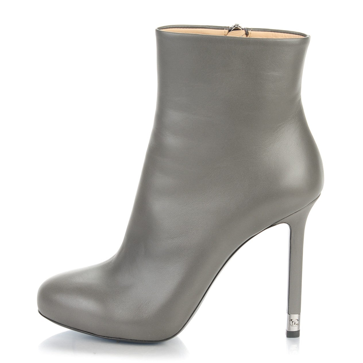 Chanel Lambskin Short Boots 38.5 Dark Grey 1 of 10